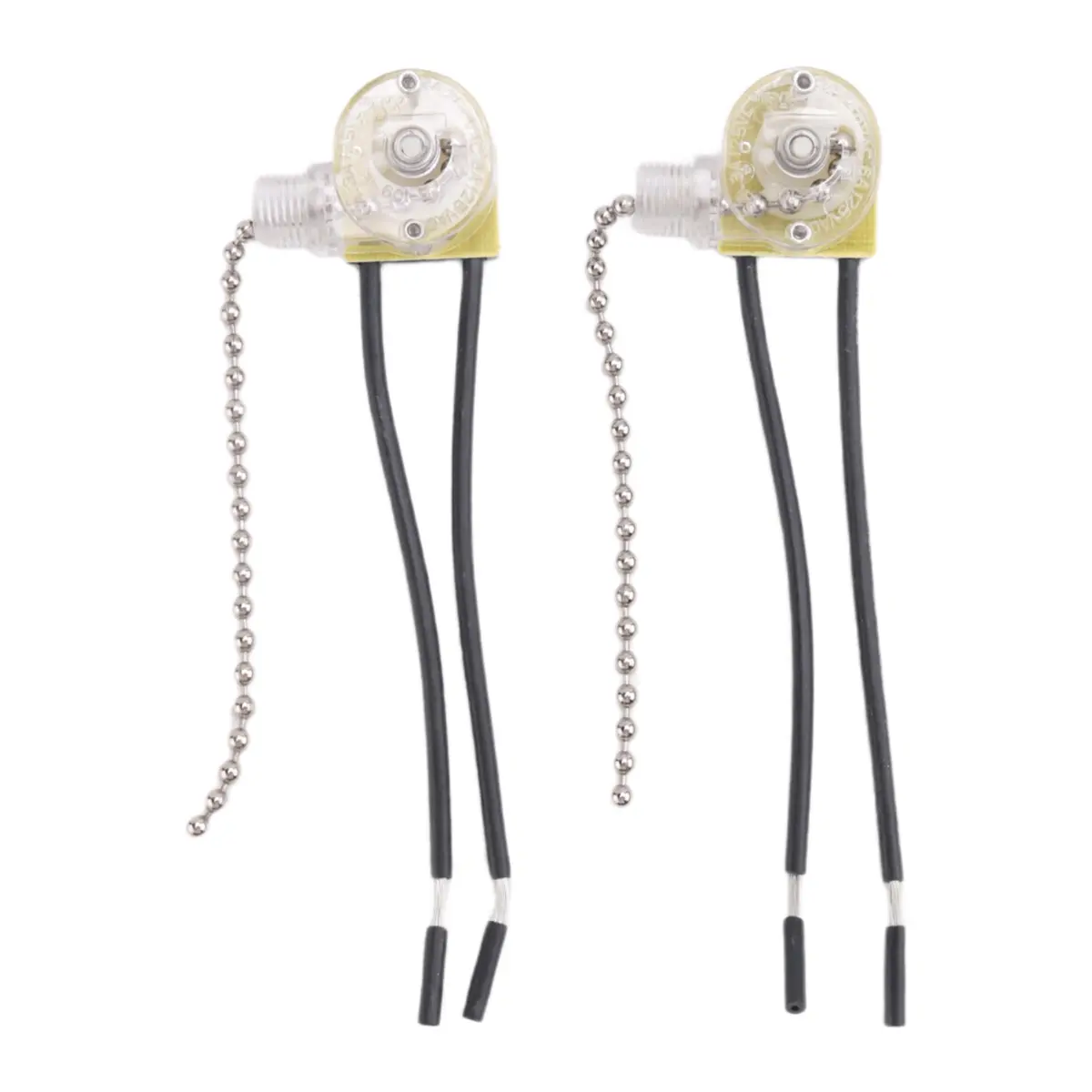 Ceiling Fan Light Switch Zing Ear ZE-109 Two-Wire Light Switch with Pull Cords for Ceiling Light Fans Lamps 2Pcs Silver