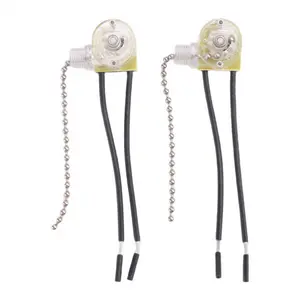 Ceiling Fan Light Switch Zing Ear ZE-109 Two-Wire Light Switch with Pull Cords for Ceiling Light Fans Lamps 2Pcs Silver