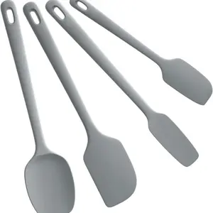 4 Pieces Silicone Spatula Set, Food Grade Rubber Spatula, Upgrade Strong Handle with Ergonomic Grip, Heat Resistant for Nonstick Cookware, Cooking