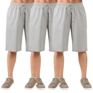 3 Pack Men’s Cotton Terry Shorts S-3XL Cotton Blend Relaxed Fit French Terry Sweat Shorts with Single Side Back Packets Elastic Waistband Knee High Gym Causal Lounge Shorts Regular Big & Tall Menswear