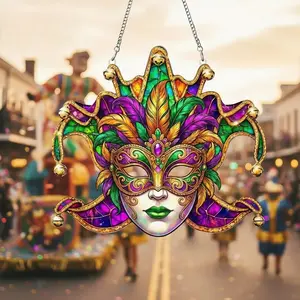 Mardi Gras Mask Suncatcher, Mardi Gras Carnival Window Hanging, Jester Mask, Carnival Mask, Masquerade Mask, Fat Tuesday, Louisiana Decor