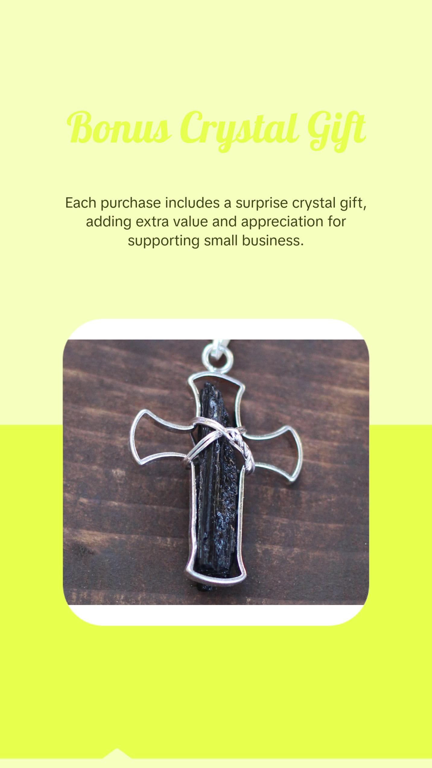 Metal Cross with Selenite, Black Tourmaline, Clear Quartz, Smoky Quartz, Kyanite, Cross for Church, Crystal Cross for Church