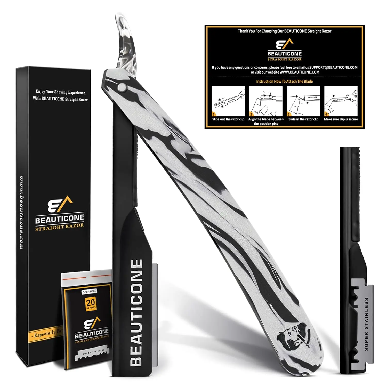Professional Barber Straight Razor Kit for a Close, Smooth Shave - Ultra-Light Design with 1.2mm Exposed Blade, Includes Replaceable Blades & Pouch for Men, Safety Razors, Barber Style Razors