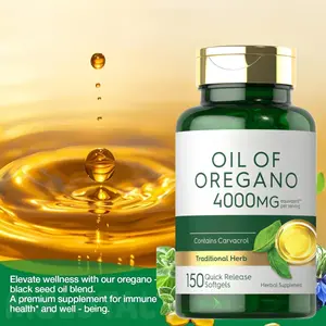 Oregano Oil Capsules - 4000 mg, support the immune system, relieve inflammation, stomachache and dental infections, rich in antioxidants and promote digestive health.Containing oregano oil, herbal formula, 150 pieces per pack