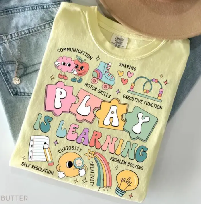 Comfort Colors Play Is Learning Teacher T-Shirt, Primary Back to School Teacher Shirt, SPED Teacher Tees, Teacher Appreciation, New Teacher Gifts
