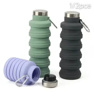 Viral Trending Collapsible Silicone Water Bottle, Leak-Proof Foldable Reusable Drinkware with Carabiner Food Grade BPA-Free Portable Summer Water Jug, Ideal for Outdoor Sports Travel Gym Hiking Camping Cycling Perfect Gift for Sports Enthusiasts Men Women