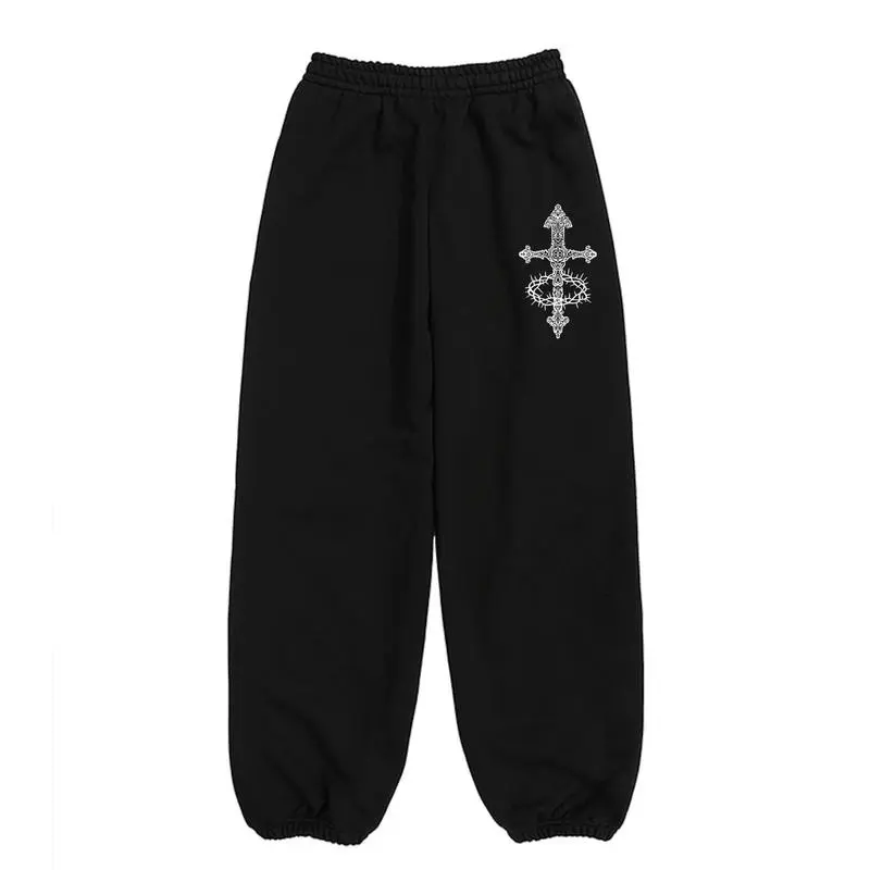 Cross Casual Outfit Gym Unisex Anime Tattoo Heavy Blend Casual Pants, Trousers, Cuffed Joggers, Unisex, Menswear, Womenswear, Bottom, Cotton Graphic Casual Sweatpants