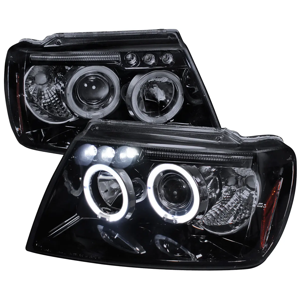 1999-2004 Jeep Grand Cherokee Dual Halo Projector Headlights (Glossy Black Housing/Smoked Lens) 1999-2004 Jeep Grand Cherokee Dual Halo Projector Headlights (Glossy Black Housing/Smoked Lens)