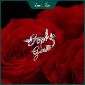 LavaJewelry Personalized Valentine Gift, Personalized Couple Name Ring, 925 Sterling Silver Ring, Modern Minimal Ring, Couple Name Ring for Women and Girls