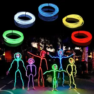 EL Wire 5 Pack-9.8ft Portable Neon Rope Lights Strip-Wearable Battery Pack Body Lights-360°Illumination-Super Bright-Cuttable-DIY Halloween Christmas Party Bar Cosplay Costume