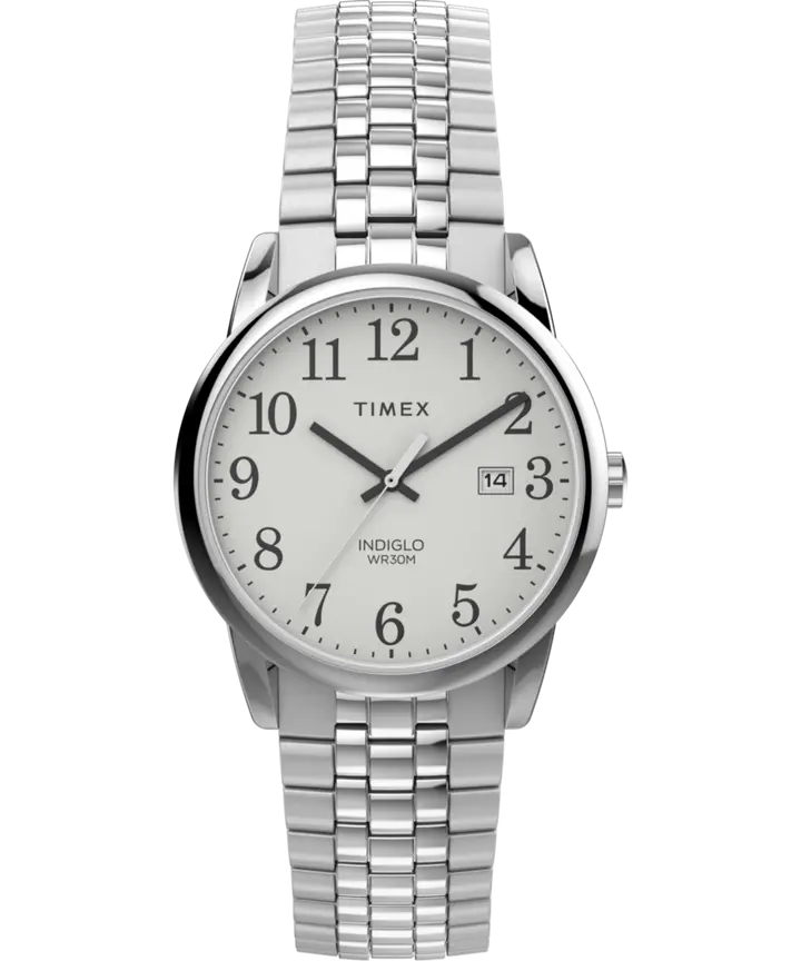 Easy Reader 38mm Stainless Steel Expansion Band Watch with Perfect Fit