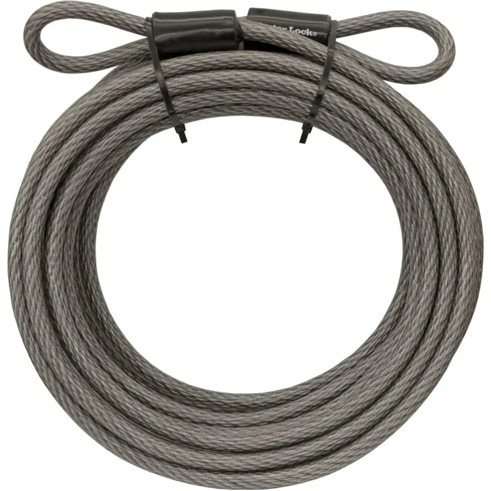 Steel Bike Lock Cable, 30 ft. Long x 3/8 in. Diameter Vinyl Coated Cable with Looped Ends, 70DCC