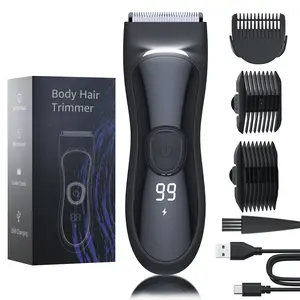 4 in 1 Premium Electric Bodyand Hair Shaver - Groin Hair Trimmer, Ball Trimmer for Men with Replaceable Ceramic Blade Heads, USB Recharge, 70 Minutes Shaving,Waterproof, Safe & Gentle Trimming,  best gifts for men