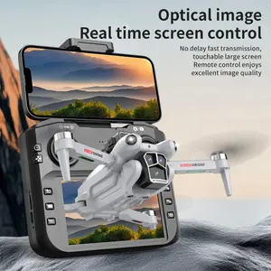 HD Dual Camera Drone with 4.5" Screen Remote, Brushless RC Quadcopter with 360° Obstacle Avoidance, Optical Flow Hover, Foldable FPV Drone for Beginners