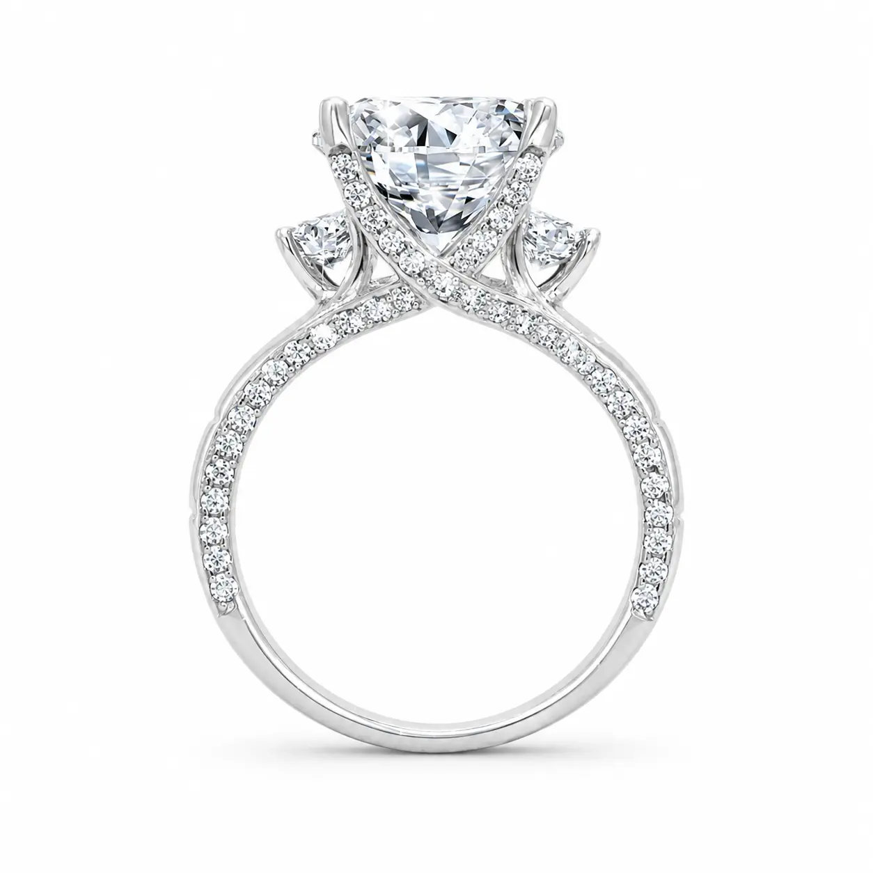 (Aurora 5CT) 925 Sterling Silver Synthetic Moissanite Ring