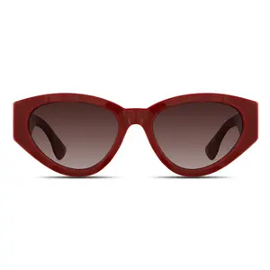 Velvet Eyewear Rosa Sunglasses - Red Cat Eye Frame with Brown Fade Lenses for Summer Outdoor Wear - 100% UV Protection