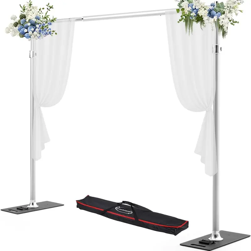 Aluminium-Metal Fully Adjustable Camera Backdrop Stand (57"-110" Width, 9.2ft x 9.2ft, 44lbs) - Tool-Free Setup, Carrying Bag, Accessories, Compatible with Curtains/Projector Screens, Photography Background Supplies for Weddings, Video Studio