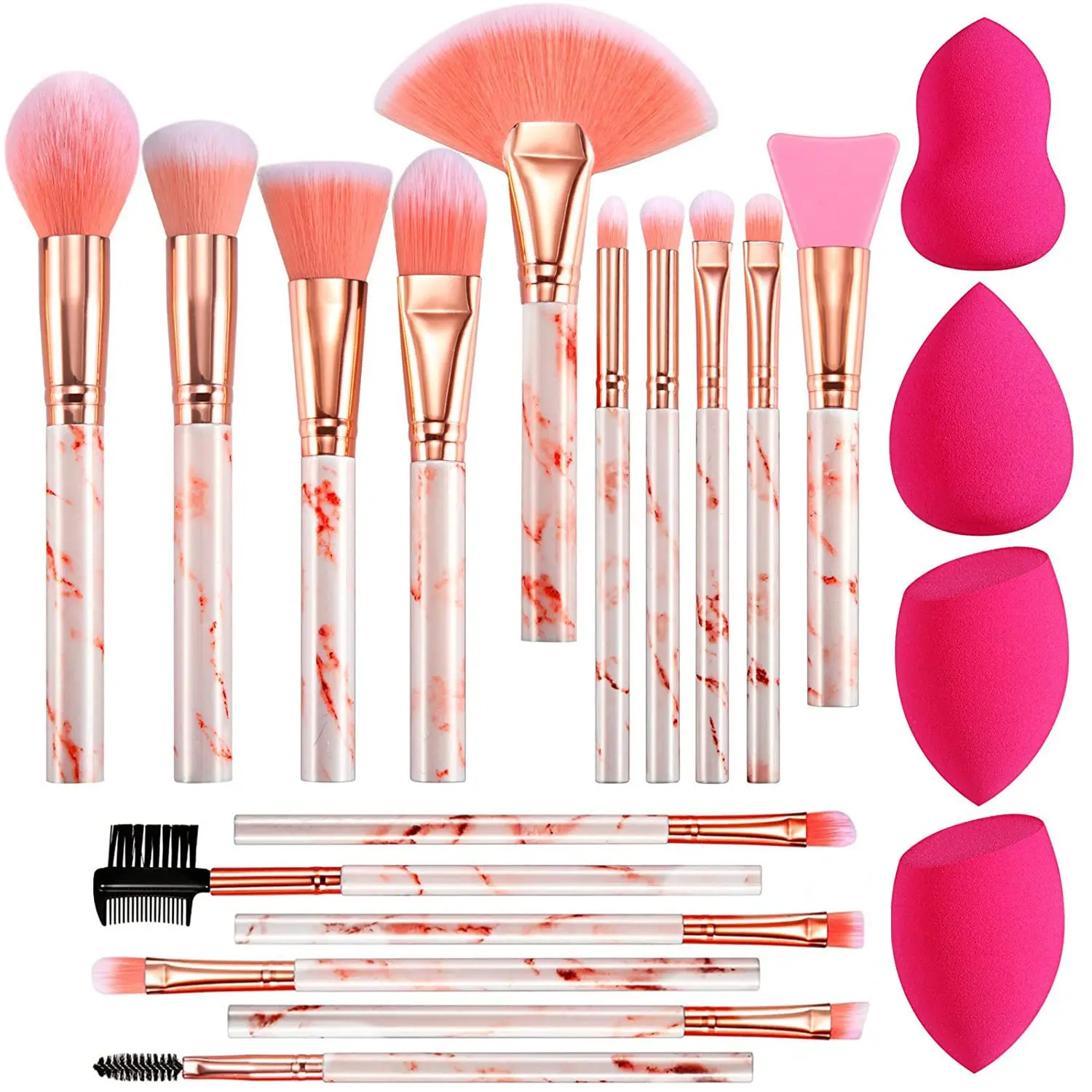 16PCS Marble Handle Makeup Brushes Set