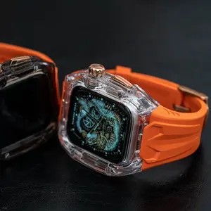 Modification Kit Transparent Protective Case+TPU Strap For Apple Watch Ultra,Band for iWatch Series 9 8 7 6 5 4 45mm 44mm 49mm