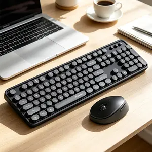 MOFii SWEET Black Wireless Keyboard Mouse Combo, Classic Minimalist Design, 2.4G Plug & Play, High Keycap Full Size Office Keyboard, Compatible with Laptop Desktop PC, US QWERTY Layout