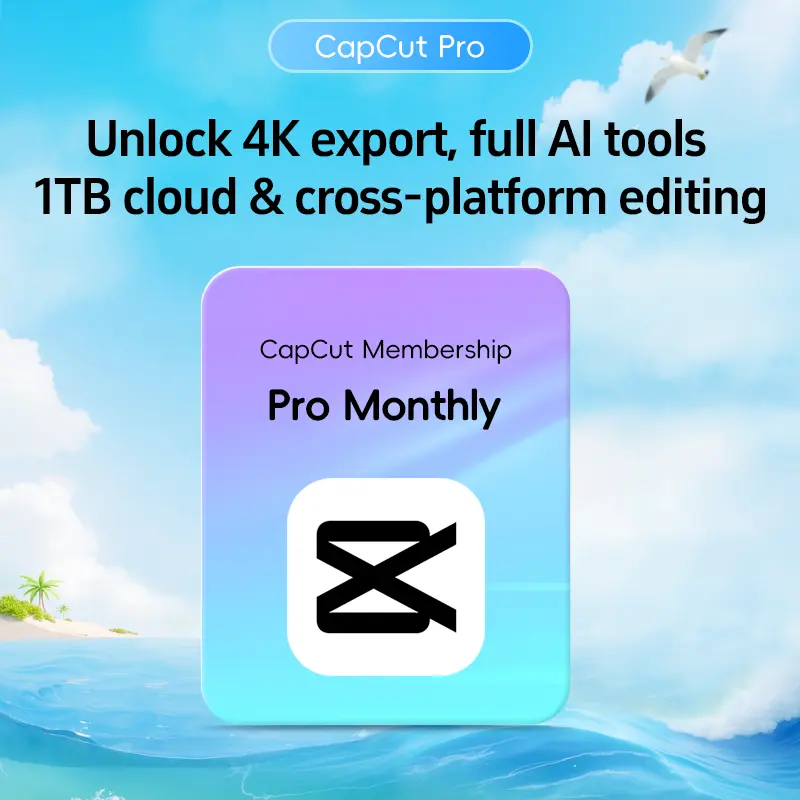CapCut Pro Monthly Plan - Full Access on Mobile, Desktop & Web with All Standard Features