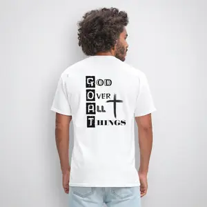Gildan God Over All Things Unisex T-Shirt Classic Fabric Polyester Safety Green ANSI ISEA 107 High Visibility Standards Classic Top Cotton Menswear Double-Needle Stitching Seamless Neckline Eco-Friendly USA Cotton Blue Fruit Goat Grey