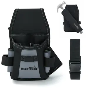 MELOTOUGH Tool Belt Pouch Professional 14-Pocket Electrician Tool Pouch with Detachable Hammer Loop for Electricians, Contractors, Roofing & HVAC Work