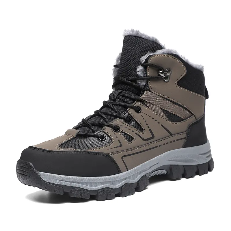 Men's Insulated Waterproof Construction Hiking Winter Snow Boots Synthetic Material Trek Shoe for Rugged Adventures