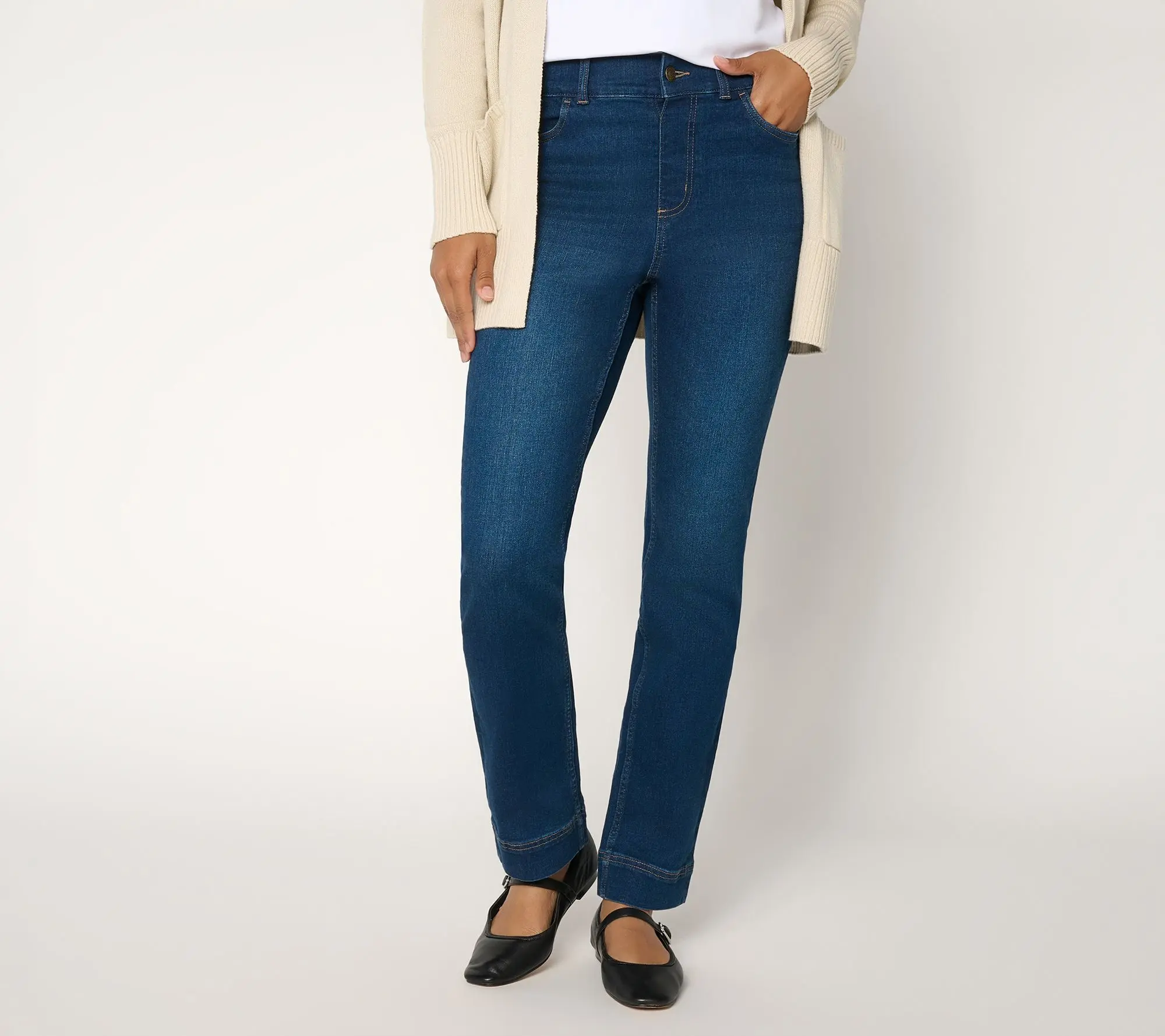 Denim & Co. Regular Indigo So Soft Denim Straight-Leg Ankle Jeans