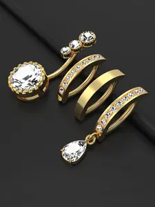 Punk Style Rhinestone Decor Belly Rings, Stainless Steel Belly Piercing Jewelry for Women & Men, Trendy All-match & Exquisite Jewelry for Birthday Gift, Body Piercing Jewelry