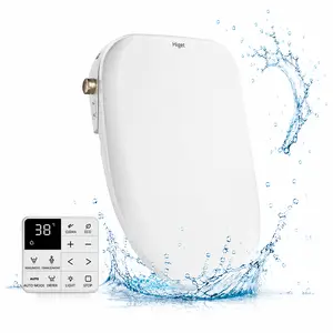 Heated Toilet Seat With Bidet, Electric Bidet Toilet Seat With Warm Air Dryer, Self Cleaning Nozzle, Warm Water Wash, Soft Close, LED Night Light, Wireless Remote Control, Easy Installation Elongated