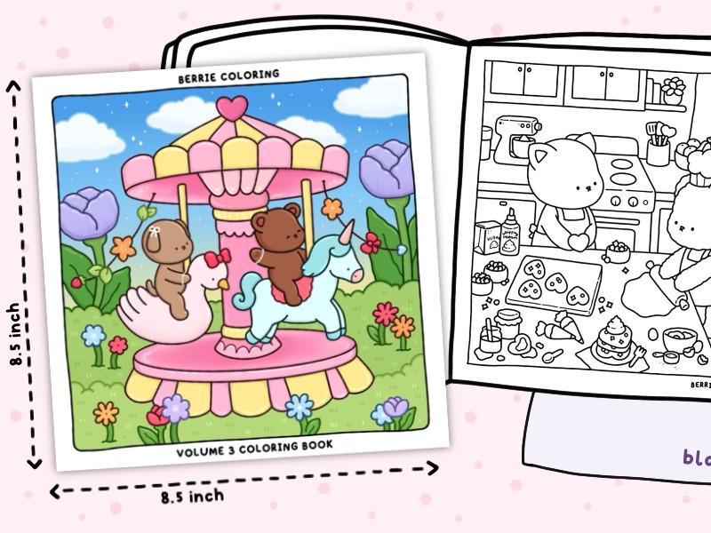 Berrie Coloring Volume 3: Cute and Cozy Coloring Book for Adults & Kids Featuring Easy to Color Animal Illustrations and Adorable Scenes