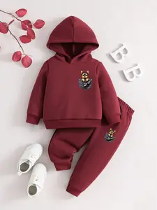 Boys' fashion hoodie set; comfortable casual hooded long-sleeved sweatshirt   sporty fashion pants