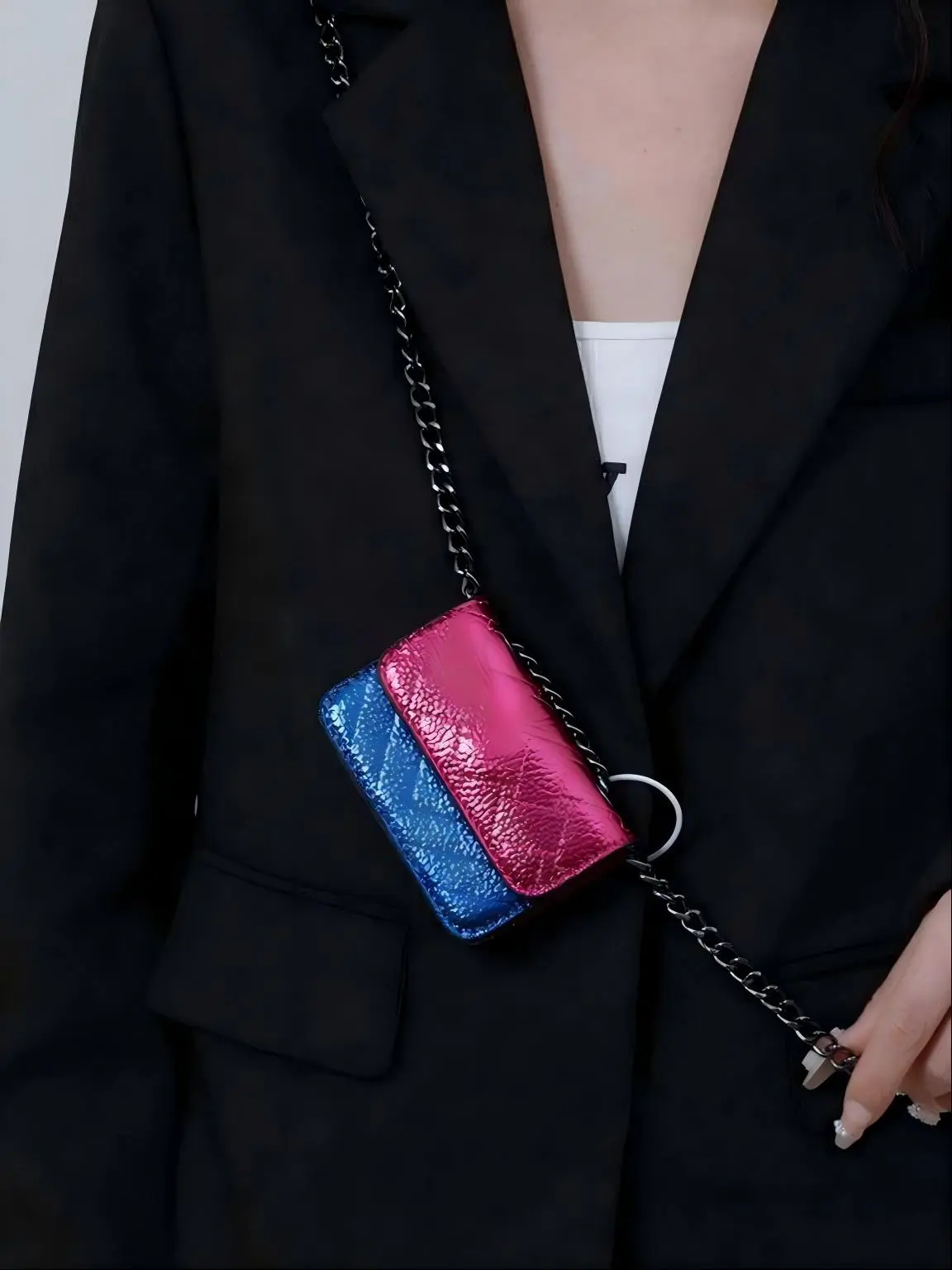 Women's Mini Sequin Crossbody & Shoulder Bag - Plain PU Leather Sparkle Purse with Magnetic Closure, Cute Keychain, Colorful Handbag for Casual & Party Occasions, Mini Clutch Women's Crossbody & Shoulder Bags, Sparkle Women's Crossbody & Shoulder Bags