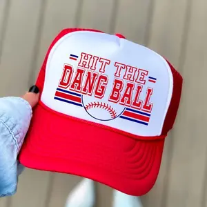 Funny Baseball Trucker Hat for Women - Hit The Dang Ball Softball Mom Life Cap - Game Day Baseball Mom Hat - Tee Ball Sports Hat Gift