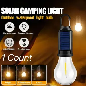 Wild Bright 1-pack portable outdoor USB charging light with solar-powered illumination, 3 modes, portable handle hook, high-brightness warm white night light, suitable for outdoor sports, camping, fishing