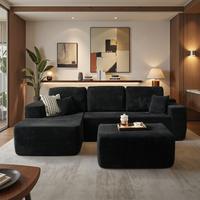 Black Corduroy Left Chaise