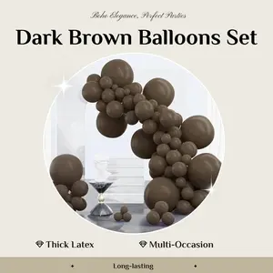 100Pcs Boho Coffee Dark Brown Balloon Arch Kit  Mixed Sizes for Neutral Party Decor  Perfect for Baby Shower & Fall Birthdays