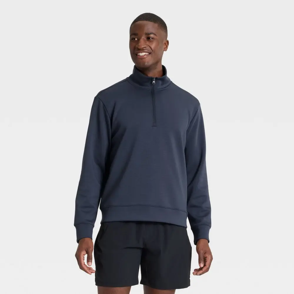 Women's Sleek Spacer Half-Zip Sweatshirt - All In Motion, Gym-Ready, Polyester-Spandex Fabric, Functional Zipper, Rayon