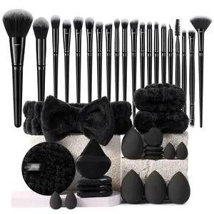 40pcs Makeup Brush Set, Professional Synthetic Fiber Brushes, Includes Beauty Sponge, Powder Puff, Remover Cotton, Hair Tie, Suitable for Beginners, Makeup Tool Kit, Makeup Tools Set