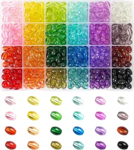 8 * 10mm Glass Beads Bracelet Making Kit,500pcs 24 Colors Rice Shaped    Beads for  Making,Teardrop Glass Beads for DIY Necklace Crafts