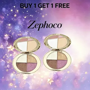 [Buy 1 Get 1 Free]！4-in-1 Facial Powder Palette,4 Shades, Flawless Brightening Highlighter Blush Eyeshadow, Ultra-Pigmented Blendable Glossy Formula - For Makeup Beginners, On-The-Go Use Radiance Smooth Cosmetic