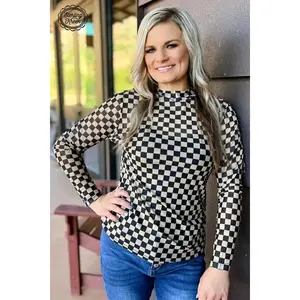 Sassy Saint Checker Mesh Top