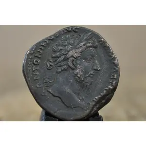 Large Bronze Sestertius "Securitas Publica" Seated Figure with Globe - Ancient Roman Coin: Thick-Flan Sestertius featuring Laureate Head & Bearded Profile