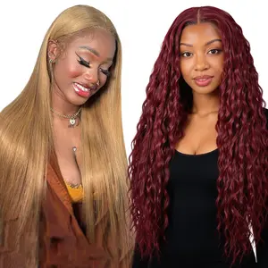 [Blend] Buy 1 Get 1 Free Lace Front Wig | 180% Density, Transparent Lace, #27 Straight & #99J Ocean Wave, Blended Human Hair #SummerVibes