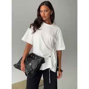 Agnessa Ruched Detail Oversized Tee White