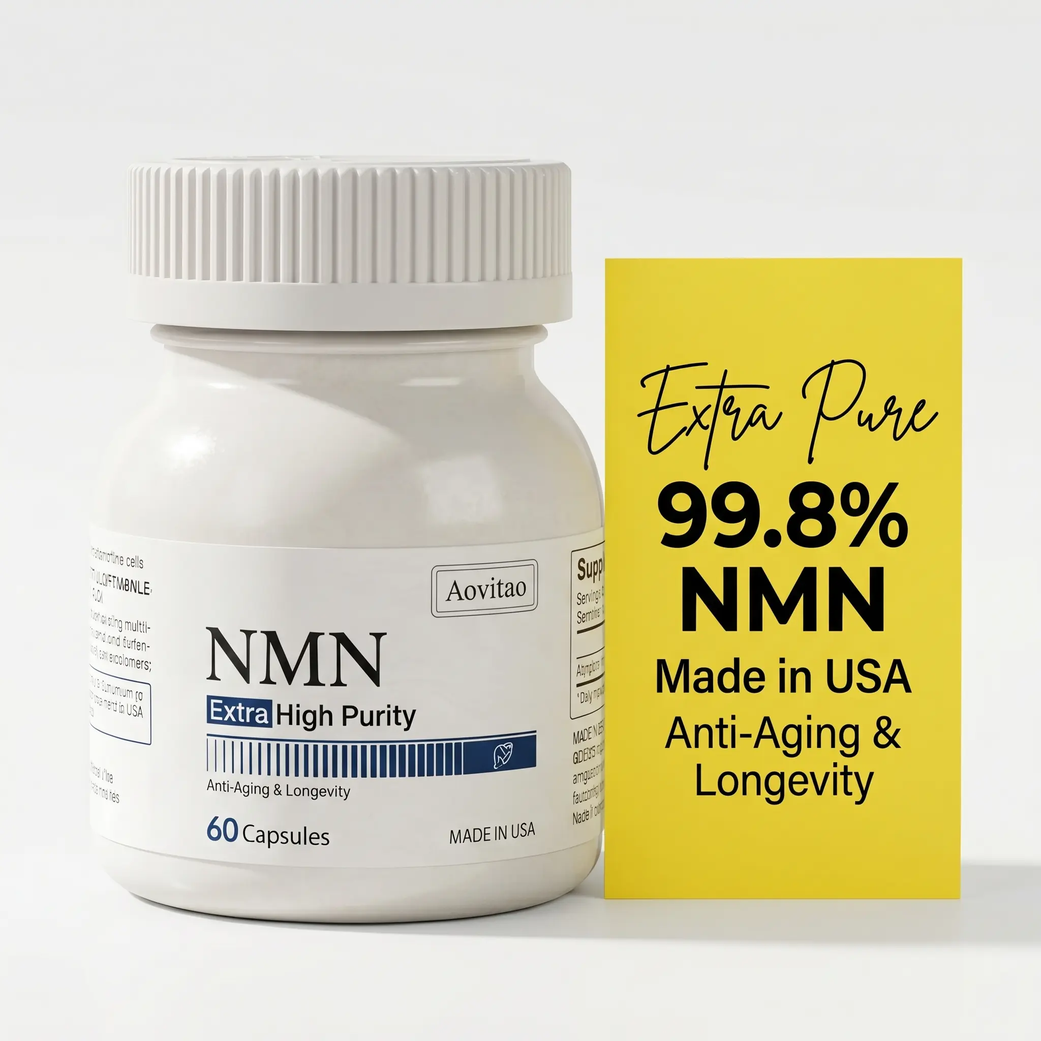 NMN Supplement 500mg Ultra Pure 99.8% | Stabilized Form | Supports NAD+ Production, Cellular Health & Healthy Aging | 60 Capsules