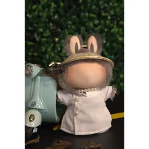 Pure White Mini Áo Dài Set for Labubu