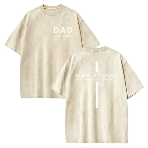 Man of God Dad Shirt, Husband Dad Protector Cross Tee, Fathers Day Dad Est Shirt, Christian Shirt for Dad, Gift for Dad