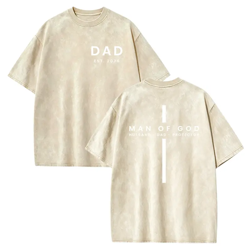 Man of God Dad Shirt, Husband Dad Protector Cross Tee, Fathers Day Dad Est Shirt, Christian Shirt for Dad, Gift for Dad